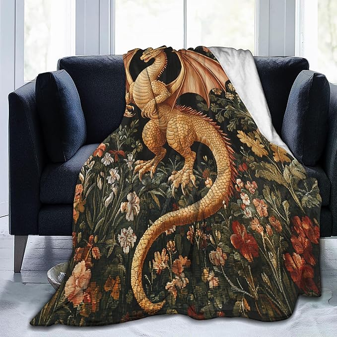 Dragon Throw Blanket Soft Warm Cozy Dragons Blankets Fuzzy Plush Fleece Dragon Blanket Gifts for Couch Bed Sofa Home Decor 40''X50''
