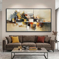 Yellow Abstract Wall Art for Living Room - Modern Wall Art - Framed Large Wall Decor - Canvas Pictures for Bedroom, Office, Above Bed - Contemporary Artwork for Home Decor 24×48IN