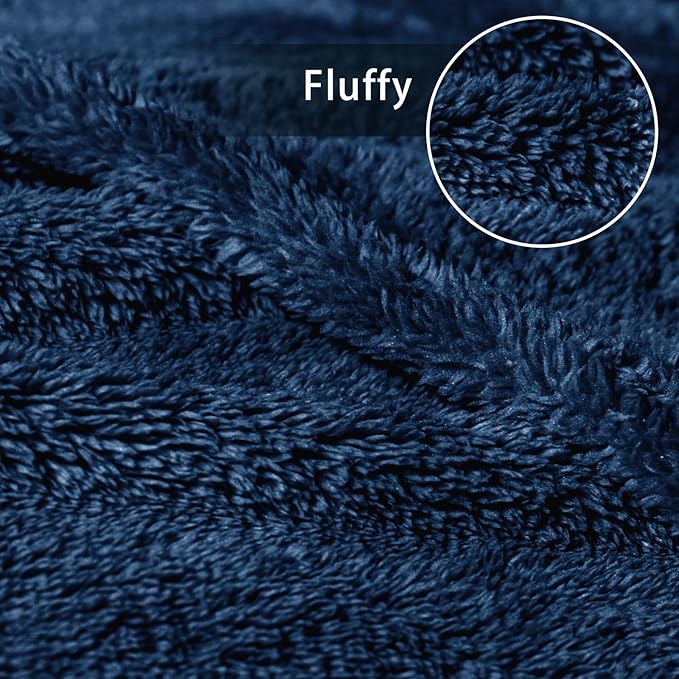 Exclusivo Mezcla Soft Fleece Throw Blanket for Couch, Super Soft Velvet Plush Fleece Blankets, Fuzzy Cozy and Warm for Winter, 50x60 Inches, Navy Blue