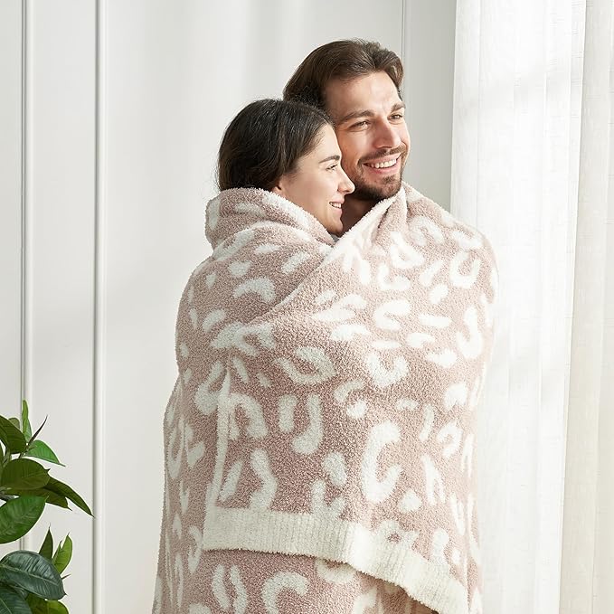 Snuggle Sac Leopard Microfiber Blanket, Queen Size Beige, 90x90 inches, Reversible Cheetah Pattern, Warm, Soft, Cozy