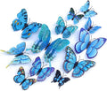 Butterfly Wall Decor 72 PCS, 3D Butterflies Stickers for Party Decorations with Magnets(Blue, 72)