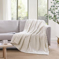 Monbix Ivory Fleece Throw Blanket for Couch- Room Decor Soft Cozy Blankets for Women, Lightweight Fuzzy Fleece Flannel Bed Blanket Suitable for All Seasons(60"×80",Ivory)
