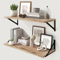 Marsmiles Deep Floating Shelves for Wall - 30 Inch Wide x 12 Inch Deep Wall Shelves Set of 2 - Rustic Wood Floating Shelves for Living Room Bedroom Bathroom