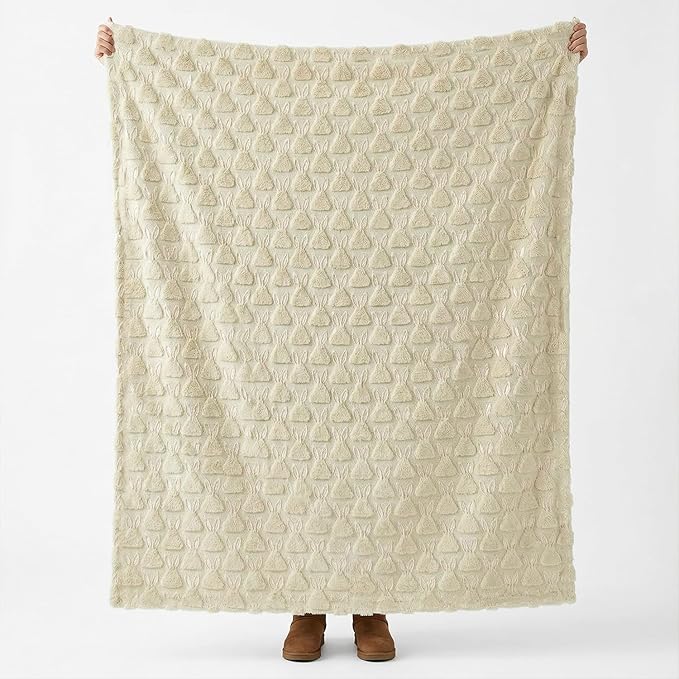 Horaldaily Easter Solid Blanket Throw, Beige Rabbits Head Soft Fuzzy Plush Faux Fur Cozy Blankets for Couch Sofa Bed Lounging, Ideal Gifts for Kids Adults Wife Self, 60x80