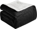 Elegant Comfort Ultra Soft Reversible Flannel Sherpa Blanket - Cozy Silky Fleece Throw for Couch, Bed - Plush Fuzzy Warm Winter Blanket for Gift, Twin, Black