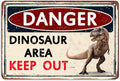 Funny Dinosaur Signs Wall Decoration Boys Bedroom Decor Retro Caution Metal Sign Dinosaur Poster Theme Dinosaur Room Decor Kids Gift Bathroom Cave Dinosaur Accessories Decorations 12x8 Inch
