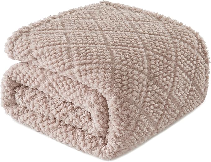 Whale Flotilla Fuzzy Fleece Throw Blanket for Couch, Bed, Soft Fluffy Jacquard Waffle Blankets for All Season, Lightweight and Warm, 50x60 Inch, Camel