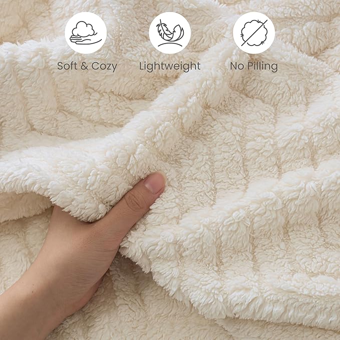 Joiedomi Cream White Throw Blanket for Couch, Soft & Warm White Fleece Blankets Gifts for Women Mom, Cozy Cute Soft Throw 50x60 Inches