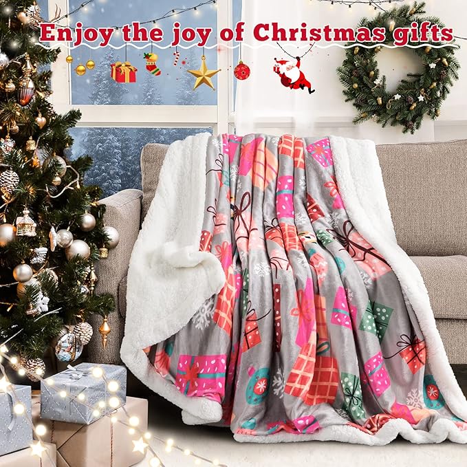 LBRO2M Sherpa Fleece Bed Blanket Twin Size,Christmas Super Soft Fuzzy Plush Warm Cozy Fluffy Microfiber Couch Throw Velvet Double Reversible Luxurious Blankets