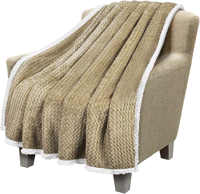 Catalonia Sherpa Throws Blanket, Super Soft Comfy Fluffy Fuzzy Fleece Plush Blanket for Sofa Couch Bed Reversible All Season for Senior Adults