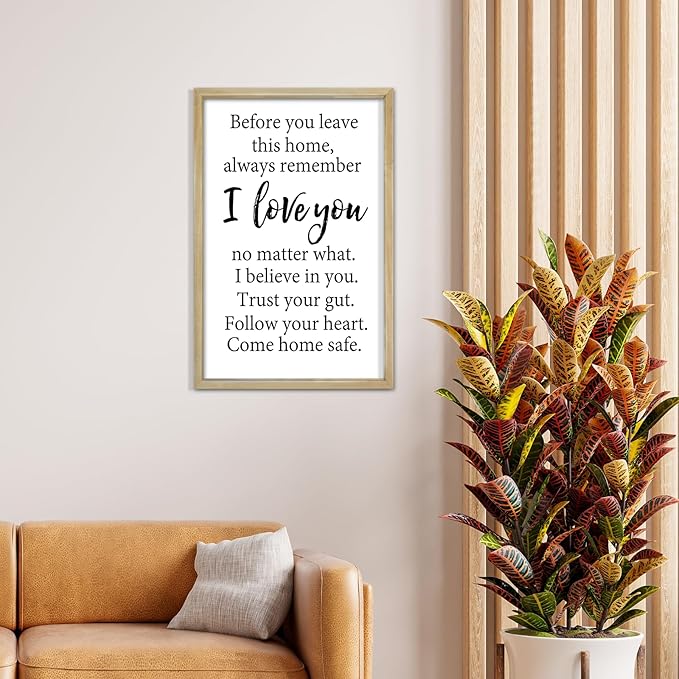 RLWangChao Before You Leave This Home Wall Decor Art 24"X16" I Love You Sign Inspirational Quotes Family Entryway Wood Framed Wall Hanging (Wood)