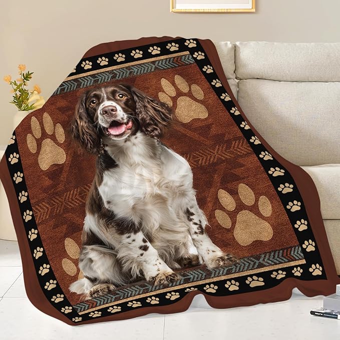 Springer Spaniel Blanket for Girls Women Boys Men Adults Kids Soft Cozy Fleece Cute Dog Throw Blankets Gifts Warm Flannel Plush Lightweight Decor for Couch Bed Sofa 50"X40"