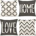 YCOLL Farmhouse Pillow Covers 18x18 Set of 4 Throw Pillow Covers Rustic Linen Decorative Pillows Square Cushion Covers for Home Decor