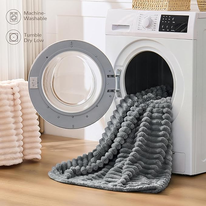 Gray Fleece Throw Blanket for Couch, 320GSM Super Soft Cozy Blanket for Home Decor, Perfect Cozy Gifts for Women Men Gifts, Lightweight All Season Couch Blanket, 50x70 Inches