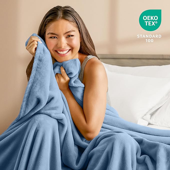 Bare Home Fleece Blanket - King Size - Ultra-Soft Lightweight for Bed, Sofa, and Couch - Luxury Microplush - Cozy Warm Blanket (King, Coronet Blue)