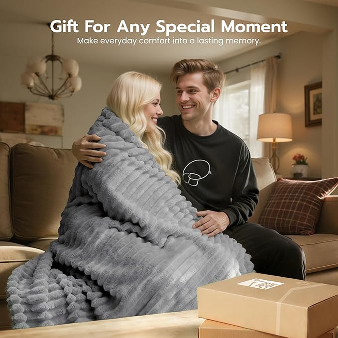 Joiedomi Grey Throw Blanket for Couch, Soft & Warm Grey Fleece Blankets Gifts for Women Men Mom, Cozy Cute Soft Throw 50x60 Inches