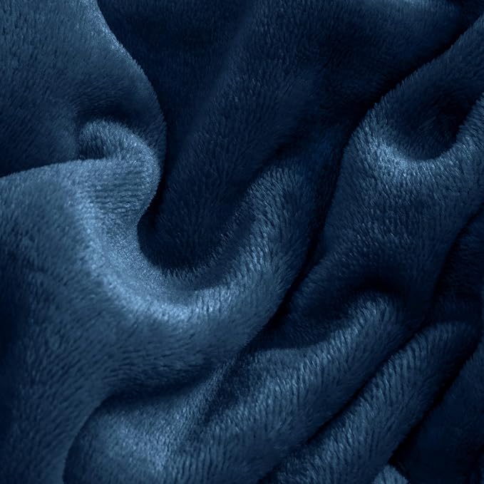 BEDELITE Flannel Sheets King Size Navy - Super Soft Fleece Sheets Set Fluffy Extra Plush, 4 Piece(Include Fitted Sheet, Flat Sheet, 2 Pillowcases)