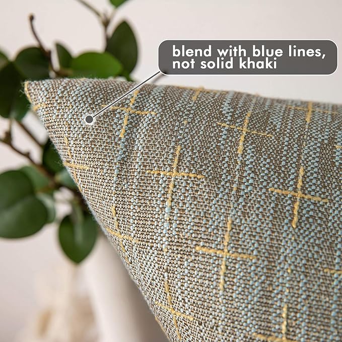MIULEE Pack of 2 Decorative Burlap Linen Throw Pillow Covers Modern Farmhouse Pillowcases Rustic Woven Textured Cushion Cover for Sofa Couch Bed 24x24 Inch Khaki