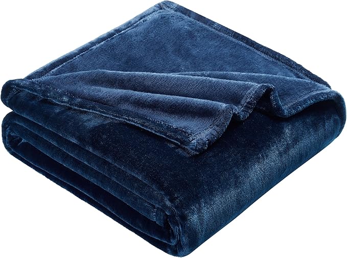 DREAMNINE Large Soft Plush Fleece Throw Blanket 60" x 80", Solid Shag Minky Lightweight Fuzzy Flannel Blanket for Bedroom, Luxury Washable Cozy Warm Velvet Blankets for Couch Sofa, Twin Size,Navy Blue