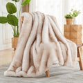 NEWCOSPLAY Faux Fur Twin Blanket Beige Luxury Fluffy Thick Warm Blanket for Couch Sofa Bed 1000GSM (Beige Thick, Twin(60"x80"))