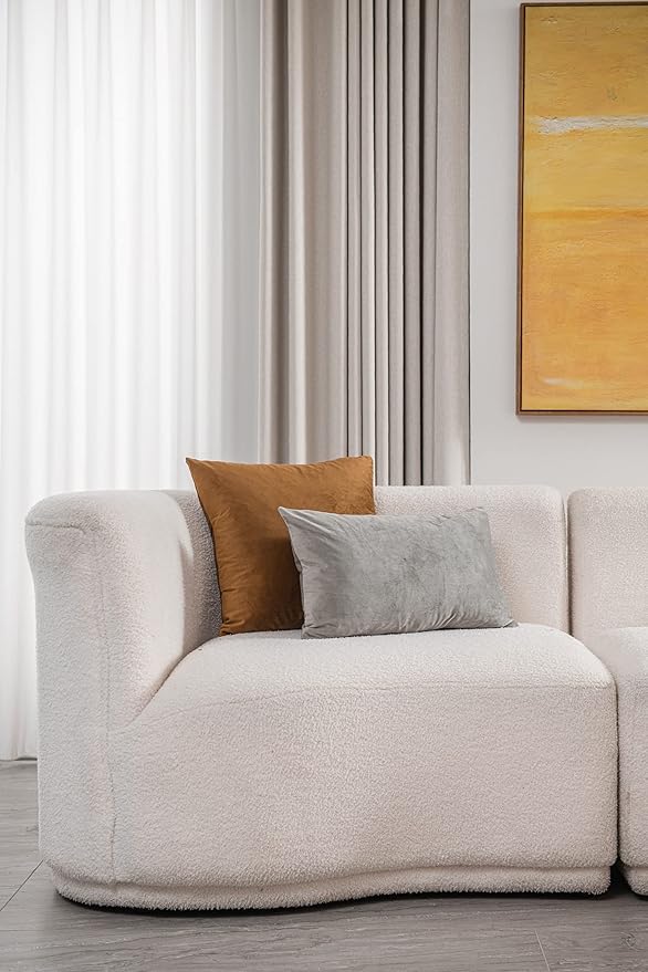DEZENE Throw Pillow Covers 22x22 Golden Brown: Pack of 2 Cozy Soft Velvet Square Modern Luxury Decorative Throw Pillow Cases for Sofa Couch Living Room Bed Home Decor