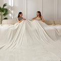 COOVA Oversized King Fleece Blanket 120x120 inches, Soft Cozy Warm Giant Extra Large 10'x10' Blanket for Bed, Sofa, Couch,Travel, Camping, California Huge Big Throw Blanket, Jacquard Iovry White