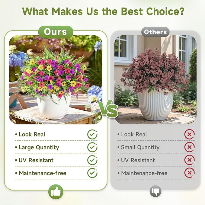 Alupssuc 24 Bundles Artificial Flowers for Outdoors Spring Summer Decoration, UV Resistant Faux Eucalyptus Violet and Lavender Silk Fake Plants for Outside Indoor Yard Home Patio Decor, Mix 3 Colors