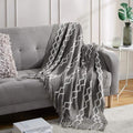BOURINA Fluffy Chenille Knitted Fringe Throw Blanket Lightweight Soft Cozy for Bed Sofa Chair Throw Blankets Grey 60" x 80"