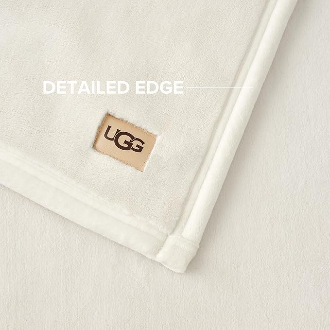 UGG Coco Plush Fleece Throw Blanket – Soft & Cozy Blanket for Couch, Bed & Sofa, Perfect for Home Decor, House Warming Gifts or Luxurious Birthday Gifts for Women, 50" x 70", White Snow