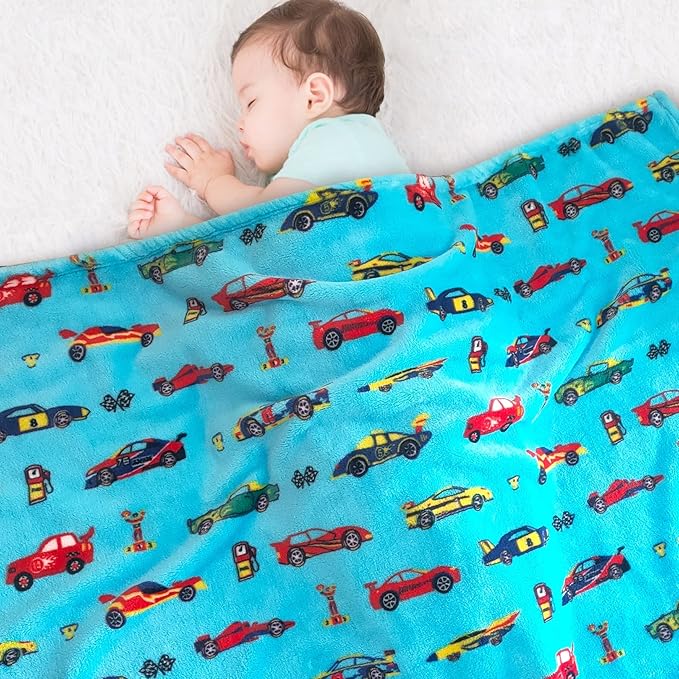 Lukeight Toddler Blanket for Boys and Girls, Plush and Thick Car Blanket Birthday Gifts for Toddler and Baby (Race Cars, 30x40 Inches)