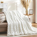 Smoofy Cream White Throw Blanket for Couch – Ultra Soft Cozy Plush Fluffy Blanket with Faux Rabbit Fur, Fuzzy Lightweight Fleece for Sofa, Bed & Office, Gift for Women, Home Room Decor Throw 50"x 60"