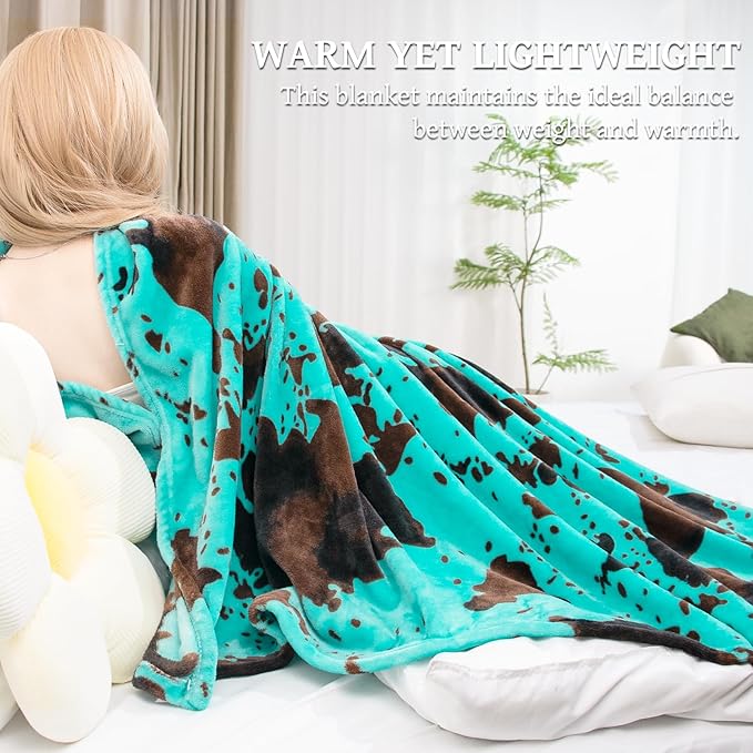 Queen Size Blanket for Couch - Oversized Microfiber Lightweight Turquoise Fuzzy Throw, Gift for Women, Bed & Sofa Ultra-Soft Fleece Home Decor 90"x90"