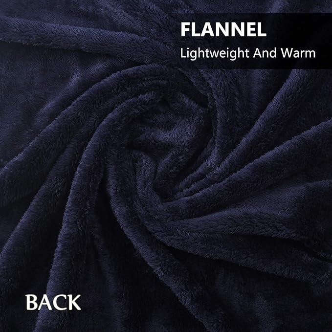forestfish Fleece Wearable Blanket Plus Size, Comfy Lightweight Lap Blanket Poncho Throw with Buttons, 63“x 55”(Navy)