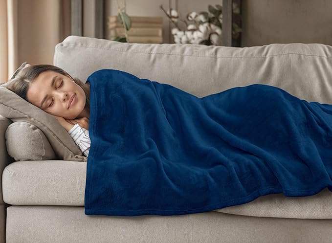 Utopia Bedding Navy Fleece Blanket Twin Size Lightweight Fuzzy Soft Anti-Static Microfiber Dorm Bed Blanket (90x66 Inch)