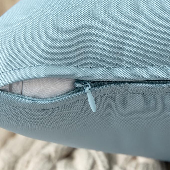 MIULEE Pack of 2 Decorative Outdoor Waterproof Pillow Covers Rectangular Garden Cushion Sham Throw Pillowcase Summer Shell for Spring Patio Tent Couch 24x24 Inch Blue