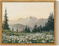InSimSea Framed Canvas Wall Art, Vintage Floral Wildflowers Mountains Prints Wall Decor for Living Room, Small Forest Landscape Painting Farmhouse Decorations for Bedroom Shelf Gift, 8x10inch