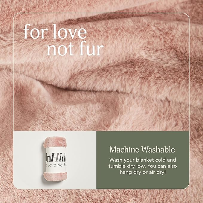 UnHide Lil’ Marsh Faux Fur Blanket - Lightweight, Soft Throw Blanket - Machine Washable - Ideal for Bed, Couch, or Reading Chair- Medium (60" x 80") Rosy Baby