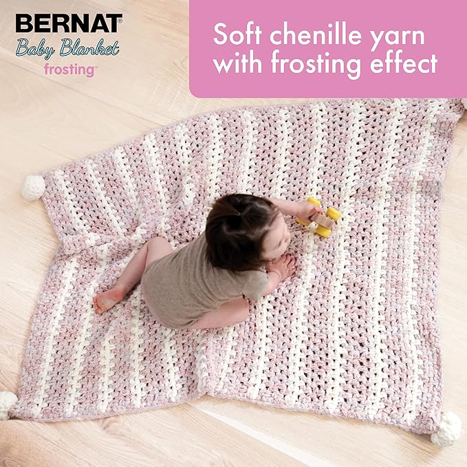 Bernat Baby Blanket Frosting Lilac Lounge Yarn - 1 Pack of 10.5oz/300g - Polyester - #6 Super Bulky - 220 Yards - Knitting & Crochet