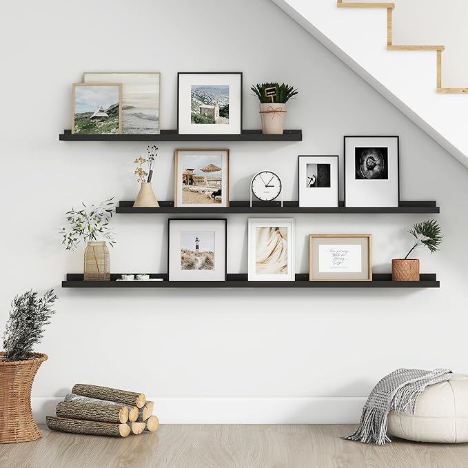 Floating Picture Ledge Shelves Set of 4, 48 Inch Long Large Nursery Book Shelf for Toys Storage Kids Bookshelf Wall Mounted Living Room Bedroom Decor Frames