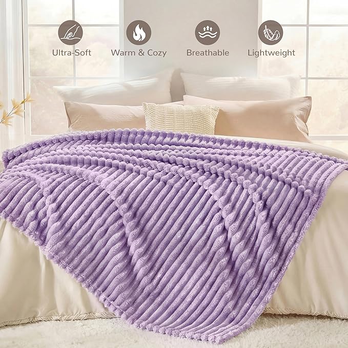 Light Purple Fleece Throw Blanket for Couch, 320GSM Super Soft Cozy Blanket for Home Decor, Perfect Cozy Gifts for Women Men Gifts, Lightweight All Season Couch Blanket, 50x70 Inches