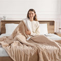 Full Size Electric Blanket 72''X84'' Heated Blanket - Heating Blanket with 5 Heating Level & 10 Hour Auto Off, Ultra Soft, Machine Washable & Overheating Protection, House Warming Gifts(Beige)