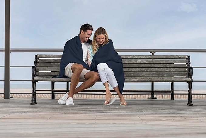 MV Sport Lightweight Sweatshirt Blanket Throw – Warm & Cozy, Breathable Oversized Fleece Knit, Couch, Bed, Travel, Cold Nights, and Outdoors – Soft Light Weight Blanket 54" x 84" Vintage Blue