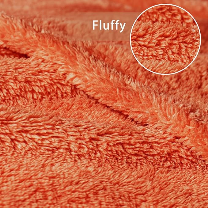 Exclusivo Mezcla King Size Blanket for Bed, Super Soft Velvet Plush Fleece Blankets, Fuzzy Cozy and Warm for Winter, 90x104 Inches, Burnt Orange