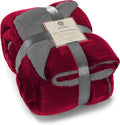 Genteele Sherpa Throw Blanket Super Soft Reversible Ultra Luxurious Plush Blanket, 102 x 90 inches, Rich Burgundy Red/Gray