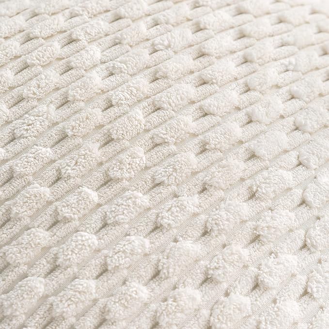 Set of 4 Cream White Decorative Throw Pillow Covers 24x24 Inch Corduroy Pillow Covers for Bed Couch Sofa Living Room Soft Square Cushion Cases