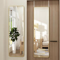 Full Length Door Mirror 14x48, Metal Frame with Protective Film, No-Drilling Hanging or Wall Mount (Horizontal/Vertical), Hooks & Hardware Included, Full Body Mirror for Bedroom, Dorm, Gold