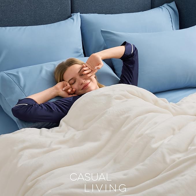 Casual Living Full/Queen Fleece Blanket Fluffy Soft Warm Cozy Bed Blankets for Bedroom Decor Plush Thick Fuzzy Oversized Big Flannel Throw for Bed Chair or Outdoor, 90-inch x 90-inch, Ivory White