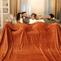 Bnuitland Orange Fleece Throw Blanket 90"x90",300GSM Large Big Soft Cozy Warm Lightweight Stripe Pattern for Bed Sofa Home Decor,Suitable for Adults Family All Season