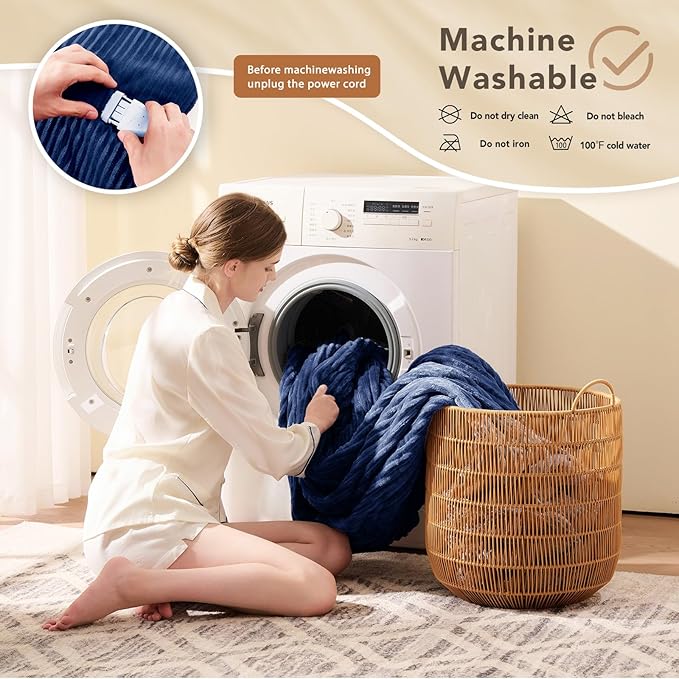Homemate Electric Heated Blanket Twin Size - 62"x84" Heating Blanket Twin Size 1/2/4/6/8 Hours Auto-Off 10 Heat Level Over-Heat Protection Soft Flannel Sherpa ETL Certification