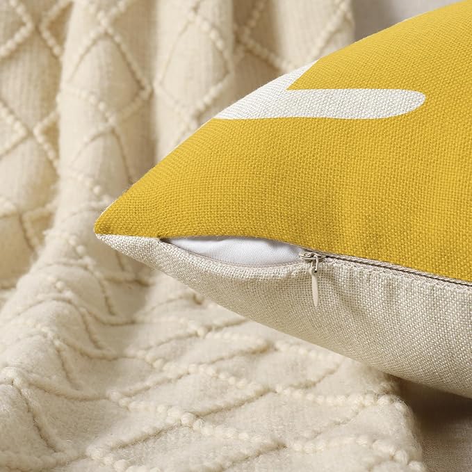 YCOLL Farmhouse Pillow Covers 18x18 Set of 4 Throw Pillow Covers Rustic Linen Decorative Pillows Square Cushion Covers for Couch Sofa Bedroom Home Decor